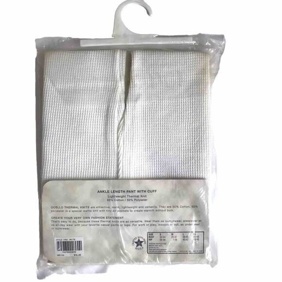 Vintage 70s 80s Ocello Warmwear baselayer pant SZ M Thermal Knit Women White NWT - Picture 2 of 6